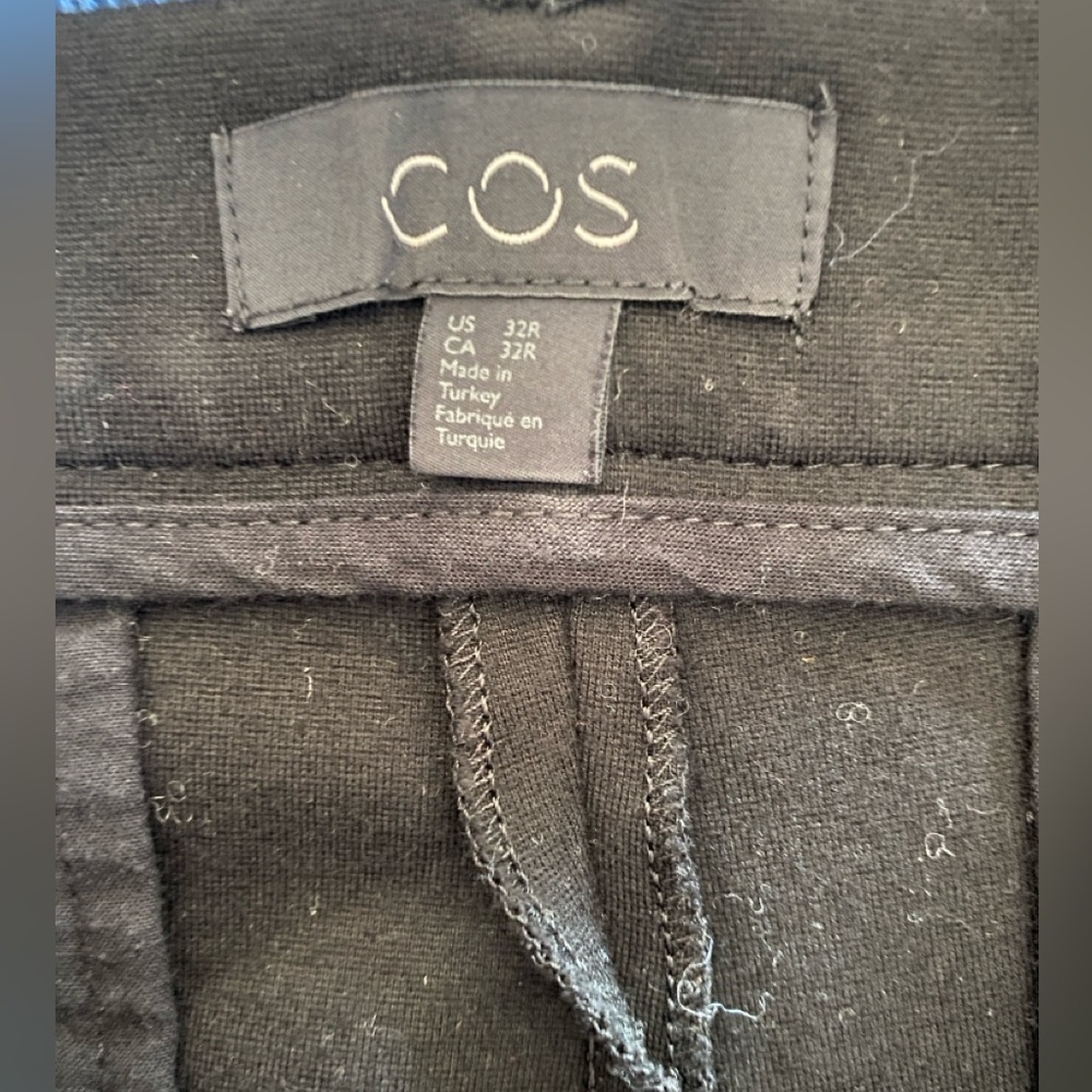 COS Women 32 Regular Black Tapered Pants Rayon Blend Flat Front Zip High Rise - Picture 9 of 11